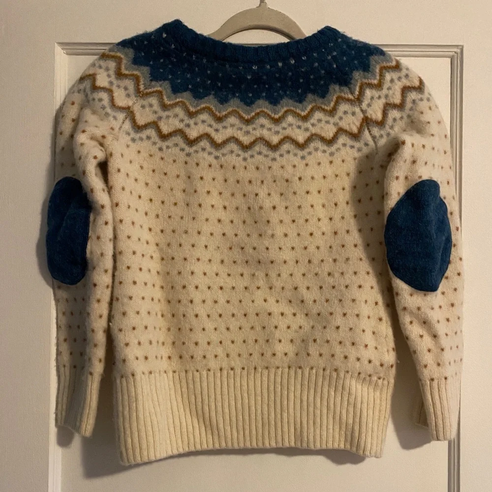 Fjallraven Ovik Cream and Blue Knit Wool Sweater Size Small See Description - Picture 3 of 8